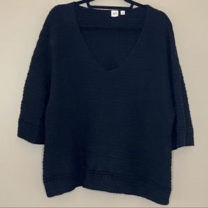 Gap black knit v-neck cotton sweater
